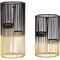 Juvale Metal Geometric Candle Holders - Gold Candle Holder Set - Versatile Table Centerpiece & Coffee Table Decor - for Tealight & Taper Lights - Pack of 2, 4 x 6 in & 4 x 8 in